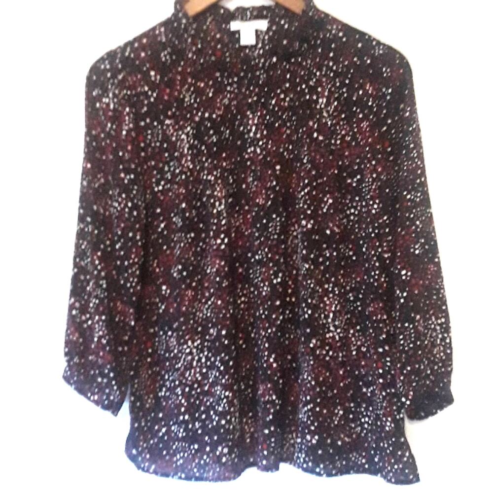 Womens Sz S Moody Dark Floral Goth Modest Whimsigoth Witchy Ruffles Top